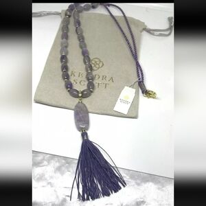 NWT Kendra Scott Insley Tassel Pendant Necklace in Gold Purple Mix